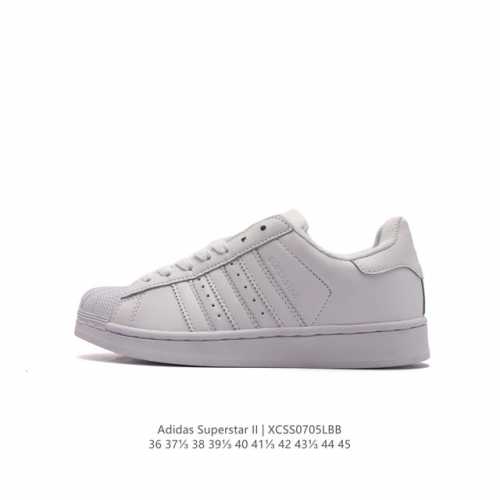 阿迪达斯 ADIDAS SUPERSTAR 三叶草经典贝壳头系列 新款休闲板鞋潮流男女士运动鞋 ，鞋面柔软皮革材质 标志性的贝壳鞋头，锯齿三条纹，简约的线条。就