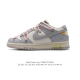 公司级 耐克联名 Off-White X Nike Dunk Low 解构绑带 双鞋带 运动滑板鞋 鞋身侧边印有说明书式字样和烫银字样，外侧鞋带结构和色块标签。