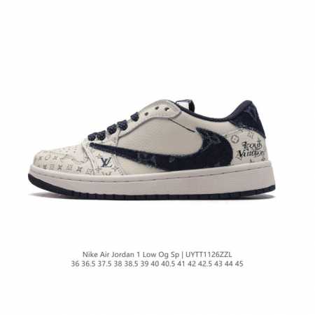 真标 耐克 Nike Air Jordan 1 Low Og Sp Military Blue Aj1乔1 路易威登联名 倒勾低帮篮球鞋 Aj1 乔丹1代 Aj - 点击图像关闭