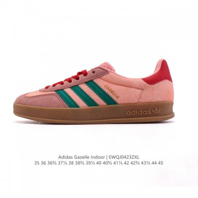 阿迪达斯 Adidas Originals Gazelle Indoor复古三叶草防滑透明橡胶板鞋经典运动鞋。这款经典鞋,忠于原版设计,缀撞色三条纹和鞋跟饰片。