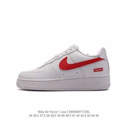 耐克supreme X Nike Air Force 1 Low 空军一号低帮af1联名supreme纯白红标板鞋，原楦头原纸板，打造纯正空军版型。专注外贸渠道 - 点击图像关闭