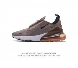 公司级 耐克 Nike Air Max 270 Flyknit 混合科技 透气后掌半气垫慢跑鞋 气垫跑步鞋 其后跟采用 Nike 大型 Air 气垫 加上具有非