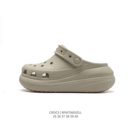 Crocs 沙滩洞洞鞋 女休闲厚底增高凉拖鞋 卡骆驰杨幂同款 厚底增高凸显大长腿沙滩鞋 选择尺码时 建议选大一码 脚感更舒适 这款没有鞋盒 类型：女鞋 尺码：3 - 点击图像关闭