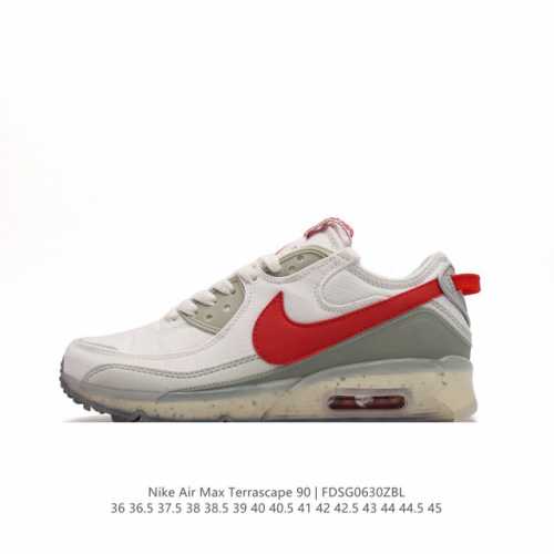 真标 耐克Nike Air Max Terrascape 90 复古休闲运动鞋厚底增高气垫缓震男女跑步鞋 。革新外底设计，打造出众造型；半透明 Nike Gri