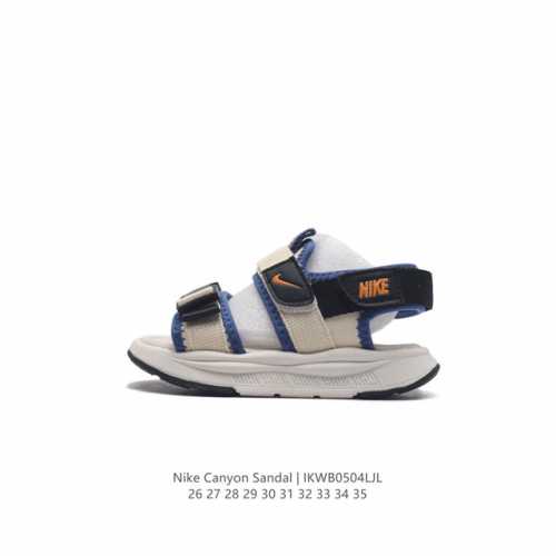 童鞋 真标 耐克 Nike Canyon Sandal 双杠 魔术贴凉拖鞋 夏季必备 透气 海绵底减震 儿童款凉鞋 沙滩鞋 类型：儿童鞋 码数：26-35 编码