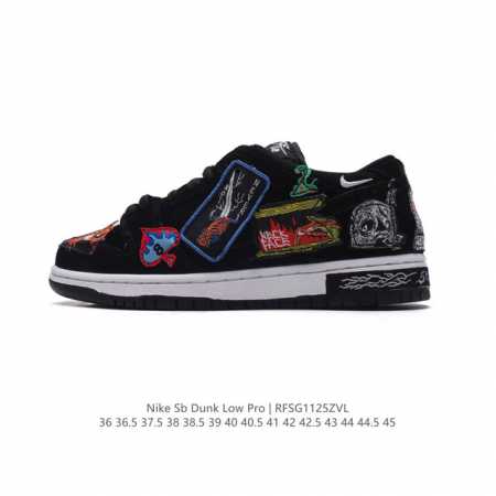 真标 耐克 Neckface X Nike Sb Dunk Low 黑色 万圣节 滑板鞋。此款鞋身布满各种涂鸦画风的妖魔鬼怪，正好是 Neckface 最擅长的 - 点击图像关闭
