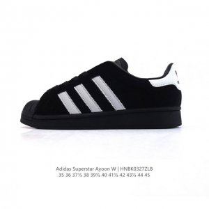 140 阿迪达斯 Adidas Superstar Ayoon W 三叶草运动鞋经典贝壳头板鞋 时尚男女鞋 。皮革鞋面材质 标志性的贝壳鞋头，锯齿三条纹，简约的
