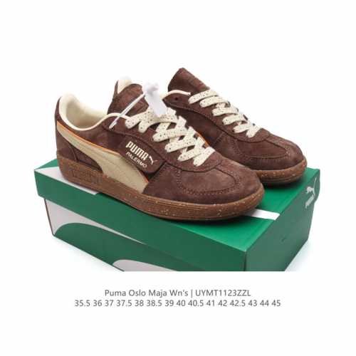 Puma 彪马 Oslo Maja Wn'S 2024年新款厚底增高运动休闲板鞋 复古经典板鞋时尚小白鞋。原楦原纸版开发，采用固色翻毛皮拼接头层牛培皮革鞋面材质
