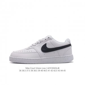 耐克nike Court Vision Low 校园风低帮复古篮球板鞋男女运动鞋，延续80年代复古篮球鞋，添加学院风细节。皮革鞋面，利落风格，重现复古篮球风范。