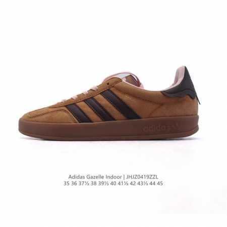 阿迪达斯 Adidas Originals Gazelle Indoor复古三叶草防滑透明橡胶板鞋经典运动鞋。这款经典鞋,忠于原版设计,缀撞色三条纹和鞋跟饰片。 - 点击图像关闭