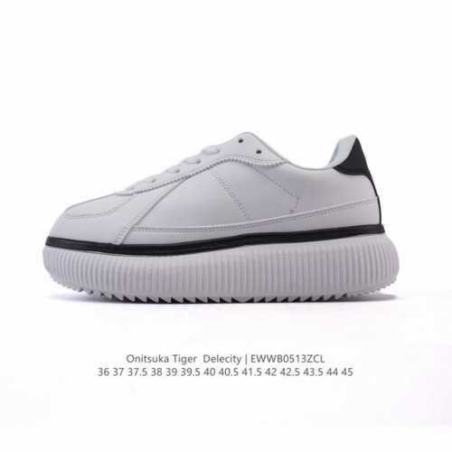 新品 Onitsuka Tiger 鬼塚虎 Delecity 鞋帮高度 低帮 功能 平衡,支撑,增高,耐磨 运动系列 时尚休闲松糕跟 厚底增高小白鞋。Onits