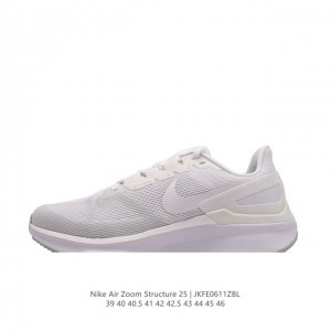 公司级nike Air Zoom Structure 25 轻量跑鞋。鞋面采用透气工程网眼材质制作。鞋身整体轻盈舒适透气,鞋子颜色以白灰色为主色调！耐克logo