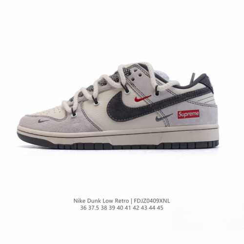 公司级 耐克 Nike Dunk Low Retro 运动鞋 2025年新款 经典复古板鞋 解构绑带 双鞋带。作为 80 年代经典篮球鞋款，起初专为硬木球场打造