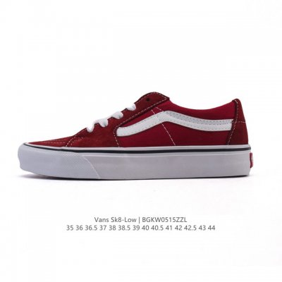 万斯 Vans Sk8-Low 经典款 小红书爆款低帮休闲皮革帆布拼接硫化板鞋 工艺 硫化1:1 重量1:1 真标 原钢印 材质标 鞋型标 合格证 尺码 35