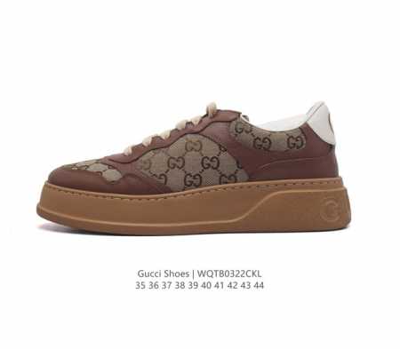 Gucci 古驰 百搭休闲运动板鞋 明星同款 小红书爆款老花 小白鞋 厚底增高女士运动鞋 真标 2024Ss新色 经典高奢品牌gucci古驰 复古松糕跟休闲运动 - 点击图像关闭