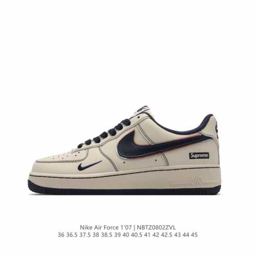 耐克 Nike Air Force 1 '07 Low 空军一号含气垫 低帮百搭厚底增高休闲运动板鞋。柔软、弹性十足的缓震性能和出色的中底设计，横跨复古与现代的