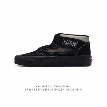 公司级vans 万斯 Half Cab 秋冬中帮硫化休闲板鞋 经典复古男女鞋情侣鞋硫化运动鞋。 此次以half Cab 为基准，设计师大面积采用高端全翻毛皮打造 - 点击图像关闭