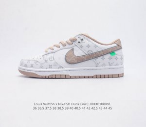 耐克 Nike Sb Dunk Low Pro X Lv 路易威登 联名 复古低帮休闲运动滑板板鞋 采用脚感柔软舒适zoomair气垫 有效吸收滑板等极限运动在
