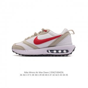 耐克 Nike Air Max Dawn 黎明系列 低帮气垫百搭休闲运动慢跑鞋，从配色上彰显出浓厚的复古气质。最大的亮点当属鞋型设计上加入结构元素，汲取1984