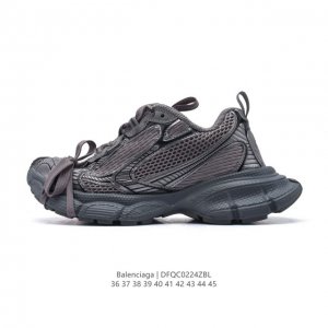 公司级 巴黎世家 Balenciaga 3Xl Sneakers 巴黎世家 十代网布系带低帮走秀复古老爹运动鞋 透气网面材料和聚氨酯 磨损效果 鞋头边缘和后帮