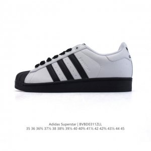 130 【真标】阿迪达斯 Adidas Superstar 三叶草经典贝壳头系列 新款休闲板鞋潮流男女士运动鞋 。鞋面柔软皮革材质 标志性的贝壳鞋头，锯齿三条纹