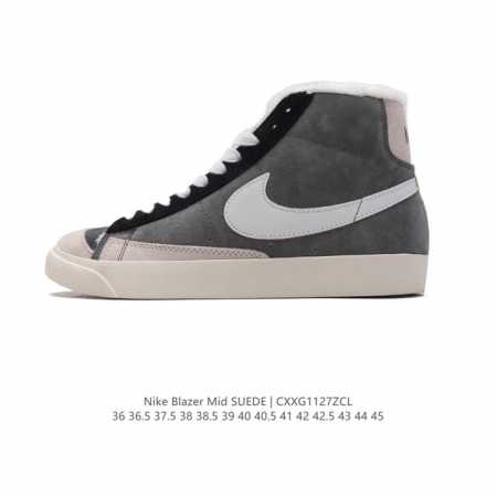 真标 秋冬新款 加绒加厚 耐克nike Blazer Mid Vintage Suede 复古经典中高帮开拓者 复刻卫冕高帮 颇具辨识度的nike Blazer - 点击图像关闭