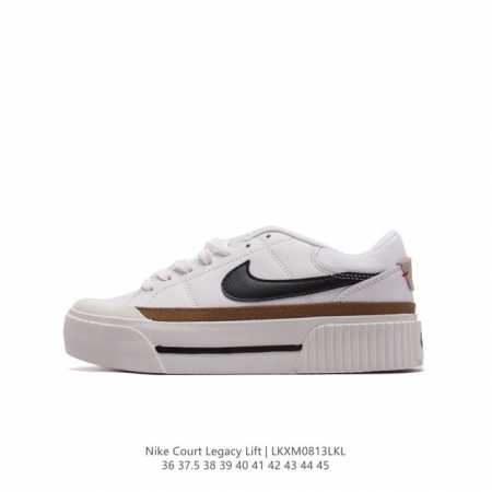nike 耐克 Court Legacy Lift 男女士运动鞋 运动厚底小白鞋 复古休闲鞋，上部和合成的 Strati 重叠,增加纹理、深度和透气性。 刺绣细 - 点击图像关闭