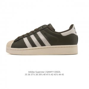 阿迪达斯 Adidas Superstar 2025年新款鞋子 经典贝壳头系列 新款休闲板鞋潮流男女士运动鞋 。鞋面皮革拼接材质 标志性的贝壳鞋头，简约的线条。