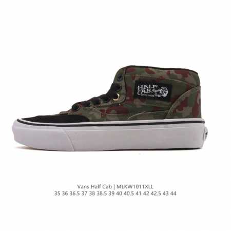 公司级Vans 万斯 Half Cab 秋冬中帮硫化休闲板鞋 经典复古男女鞋情侣鞋硫化运动鞋。 此次以Half Cab 为基准，设计师大面积采用高端全翻毛皮打造 - 点击图像关闭