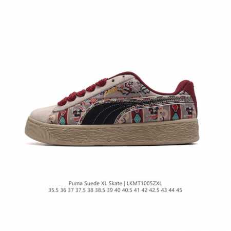 Puma彪马suede Xl Skate男女鞋复古休闲鞋运动厚底增高板鞋1整双鞋整体是亮色鞋身和大号logo以及白色鞋底。鞋身材质是绒面的看起来质感不错。烫金的 - 点击图像关闭
