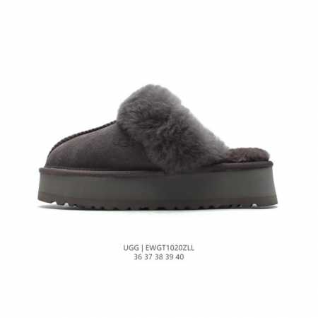 UGG 棉拖 雪地靴 俏皮可爱的百变造型， 美国轻奢品牌UGG 平底系列冬季羊毛一体雪地休闲保暖毛毛家居包头棉拖鞋。官方同步包装 检验标 材料采用原厂防污防水皮 - 点击图像关闭