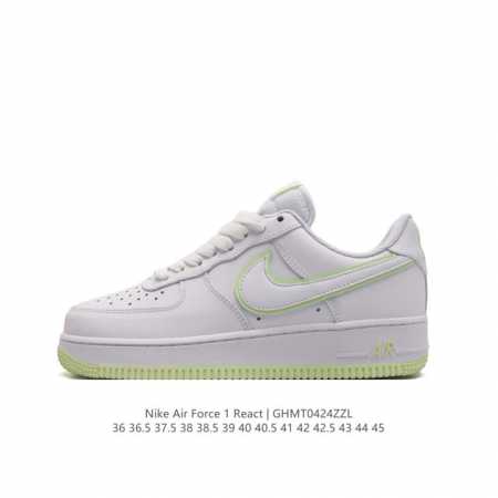 耐克 Nike Air Force 1 React Qs 空军一号 低帮 含气垫百搭休闲厚底增高运动板鞋。柔软、弹性十足的缓震性能和出色的中底设计，横跨复古与现 - 点击图像关闭