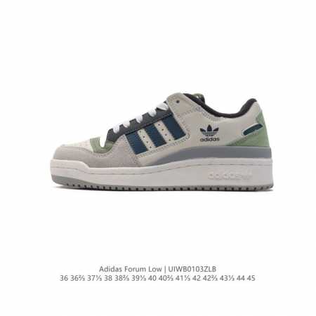 Adidas 阿迪达斯 三叶草 Forum Low 男女运动鞋 摩登演绎篮球风的经典鞋。英文的“Forum”，是进行表达的场所，在这里，可以释放自己的热情，阐述 - 点击图像关闭