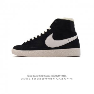 真标 秋冬新款 加绒加厚 耐克Nike Blazer Mid Vintage Suede 复古经典中高帮开拓者 复刻卫冕高帮 颇具辨识度的Nike Blazer
