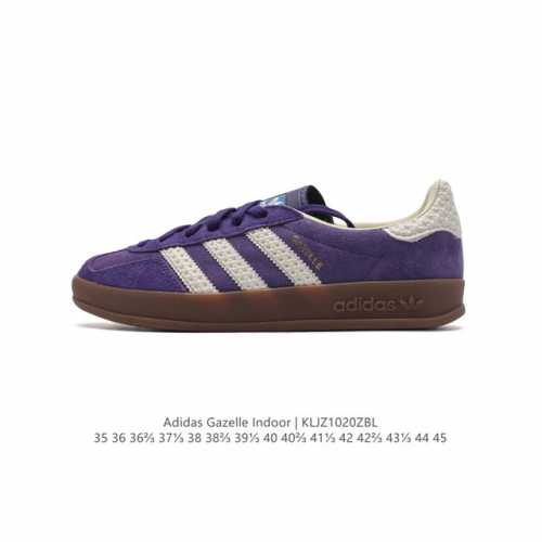公司级 阿迪达斯 Adidas Originals Gazelle Indoor 复古三叶草防滑透明橡胶板鞋经典运动鞋。这款经典鞋,忠于原版设计,缀撞色三条纹和