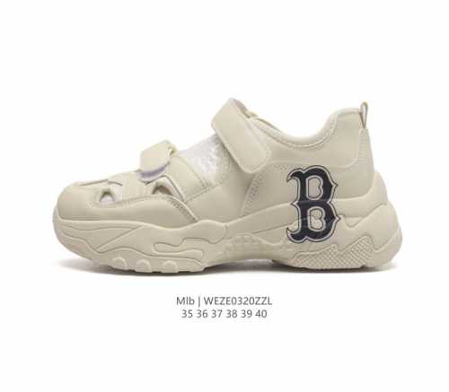 美职棒 Mlb Bigball Chunky Mask 23春季新款纽约洋基队厚底增高老爹鞋 魔术贴包头凉鞋 女复古鞋中性纽约洋基队休闲经典运动鞋 加厚鞋底 侧