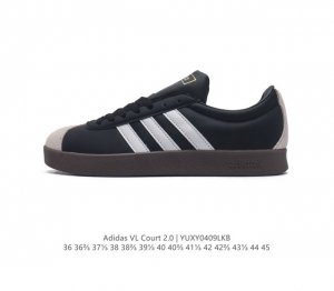 Adidas T头鞋 阿迪达斯 Vl Court 2.0 Shoes 运动休闲板鞋小白鞋，这款t形鞋头运动鞋,力求无论球场或街头,皆显耀眼出众。采用绒面革和牛皮