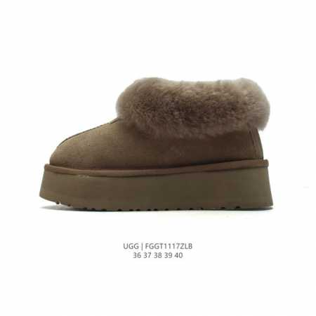 Ugg雪地靴大毛领！秋冬必备款｜独家实拍官方经典款秋冬羊皮毛一体加绒加厚雪地靴 皮革 舒适柔软时尚 耐磨增高保暖 低帮 运动休闲鞋 女款栗色 尺码：36－40 - 点击图像关闭