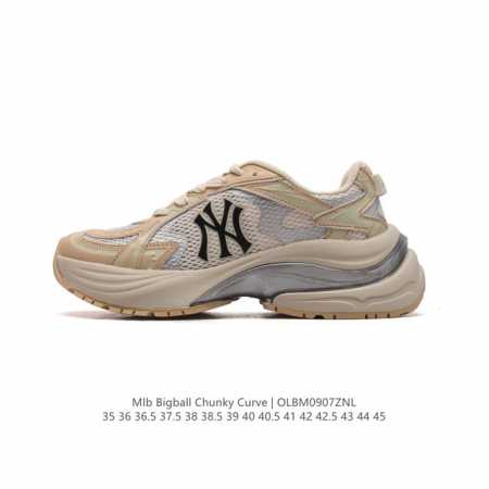 公司级 美职棒 Mlb Bigball Chunky Curve 纽约洋基队厚底增高老爹鞋 魔术贴包头凉鞋 女复古鞋中性纽约洋基队休闲经典运动鞋。加厚鞋底，侧面 - 点击图像关闭