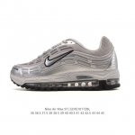 Nike 耐克 Nike Air Max 97 Se 气垫缓震男女士跑步鞋 厚底增高百搭运动鞋。以织物材料以及皮革材质搭配而成 鞋侧的走线部分做了一个解构的处理