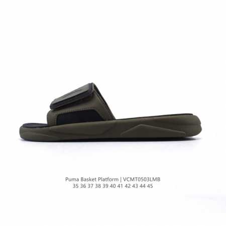 puma 彪马 Basket Platform 拖鞋男鞋女鞋新款一字拖 休闲鞋户外沙滩鞋 Puma魔术贴拖鞋 Puma新款魔术贴拖鞋，男女情侣款，夏季外穿，一字 - 点击图像关闭