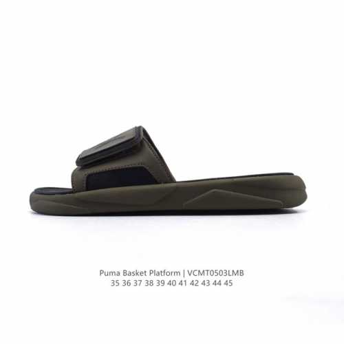 puma 彪马 Basket Platform 拖鞋男鞋女鞋新款一字拖 休闲鞋户外沙滩鞋 Puma魔术贴拖鞋 Puma新款魔术贴拖鞋，男女情侣款，夏季外穿，一字