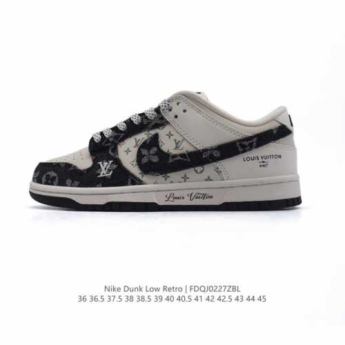 真标 耐克 Nike Dunk Low Retro 运动鞋复古板鞋路易威登联名，作为 80 年代经典篮球鞋款，起初专为硬木球场打造，后来成为席卷街头的时尚标杆，