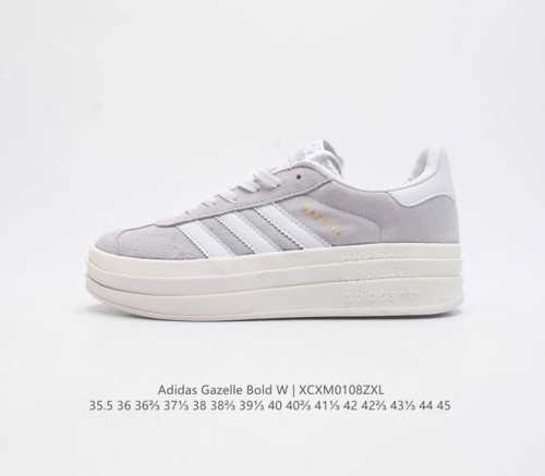 阿迪达斯 Adidas 三叶草男女鞋gazelle Bold复古怀旧风厚底增高运动板鞋潮 阿迪达斯万年不败的人气鞋款gazelle 以三层厚磅鞋底设计 一层层的