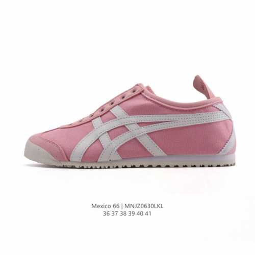 真标 亚瑟士 Onitsuka Tiger Mexico 66 Slip On 鬼冢虎复古时尚 舒适透气帆布织物鞋面耐磨防滑 休闲运动跑步鞋 虎底采用磨耐防橡滑