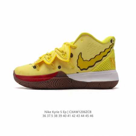 耐克 Nike Kyrie Low 5 Ep 欧文5代男女士低帮休闲运动篮球鞋.解构绑带。鞋面在制作时加入tpu织物细线，保持鞋面刚性的同时又能提供不错韧性，包 - 点击图像关闭