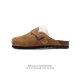 德国百年知名鞋履品牌 博肯birkenstock Boston Vl 勃肯绒面 加绒加毛 秋冬新款 金属针扣软木底包头拖鞋 牛皮革质地柔软 搭配可调节鞋扣提升穿