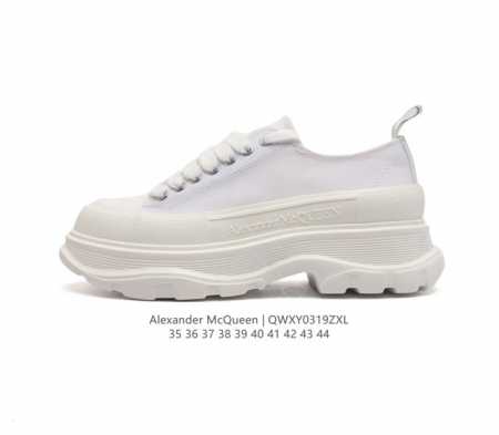 意大利高奢品牌-亚历山大 麦昆 Alexander Mcqueen Sole Sneakers 低帮时装厚底显高百搭休闲松糕鞋 男女式小白鞋 厚底增高帆布运动鞋 - 点击图像关闭