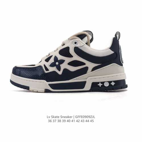 公司级 Lv Skate Sneaker 路易威登 2025年新款运动板鞋 蛇年限定 春夏秀场初次亮相，此次以粒面牛皮革焕新呈现。加垫鞋领和鞋舌援引滑板鞋设计，