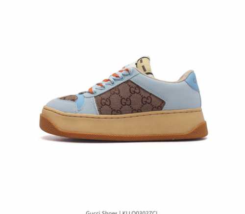 古驰女鞋 Gucci Screener系列做旧脏脏鞋时尚厚底增高复古板鞋潮运动鞋 复古学院风款式与融入怀旧运动服风格的面料风靡数十年 不同风格演绎出的协奏之曲为